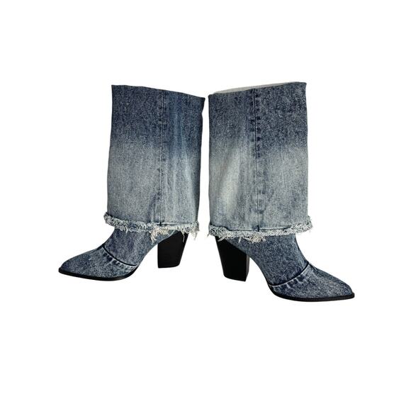 Steve Madden Denim Blue Heeled Boots - Picture 3 of 9